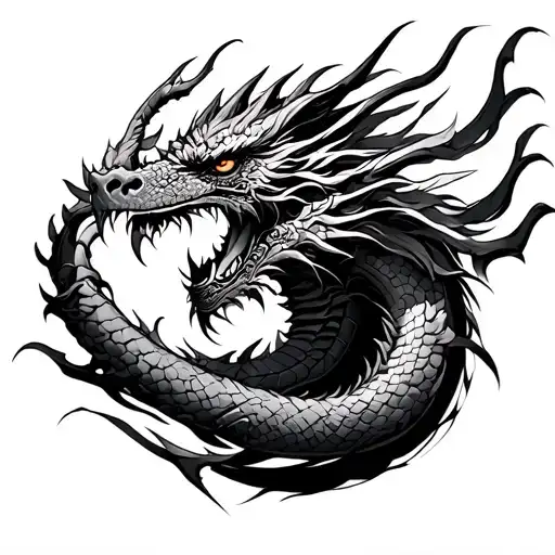 samurai and dragons tattoo design idea