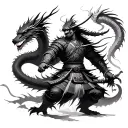samurai and dragons tattoo design idea