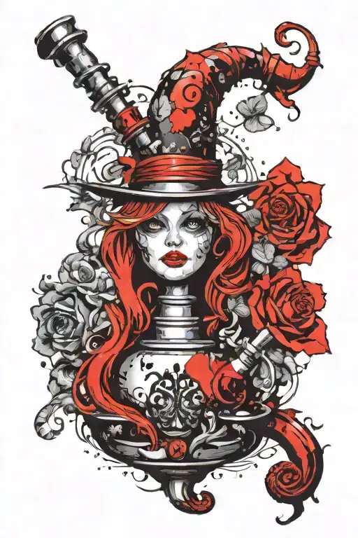 Alice in wonderland hookah pipe shaped like tattoo design idea