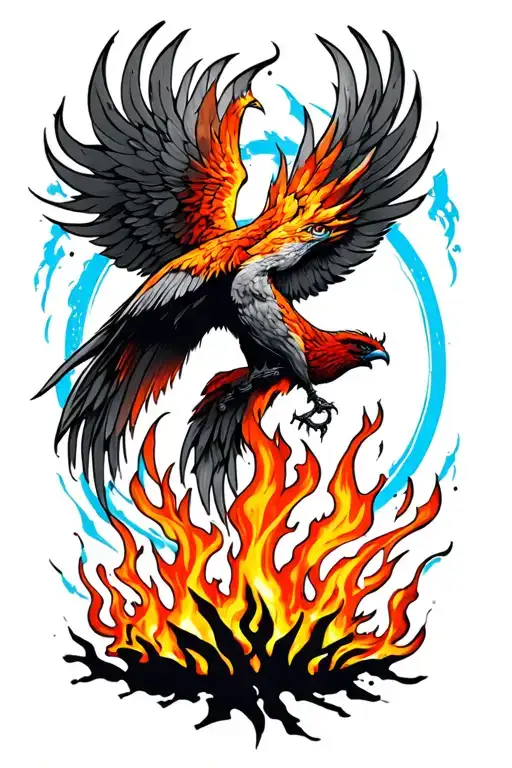 phoenix rising from the ashes tattoo design idea