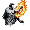 Prometheus holding fire tattoo design idea