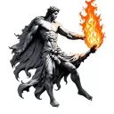 Prometheus holding fire tattoo design idea