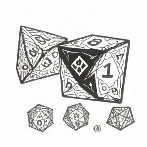 2 10-sided crystal role-playing dice tattoo design idea