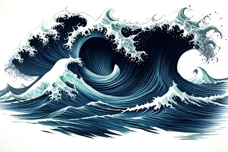 Ocean Wave raging tattoo design idea