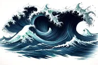 Ocean Wave raging tattoo design idea
