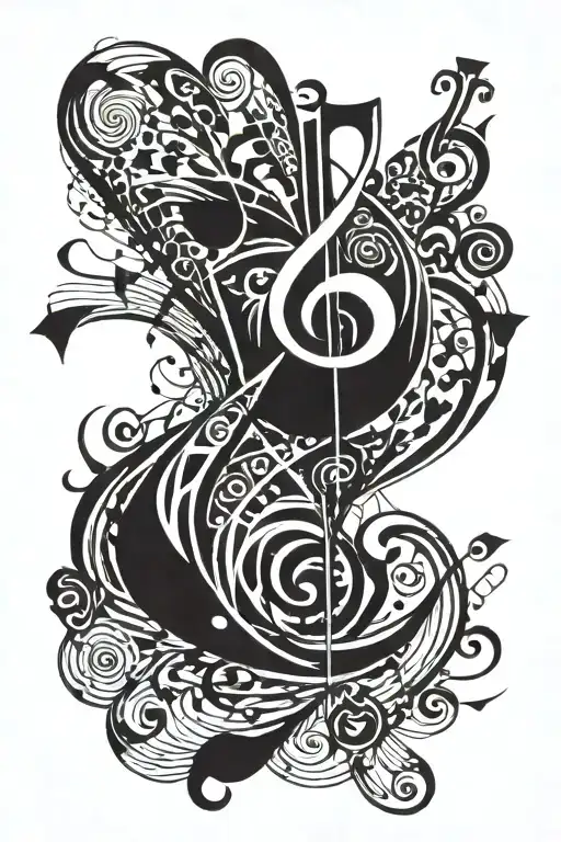tango music notes tattoo design idea