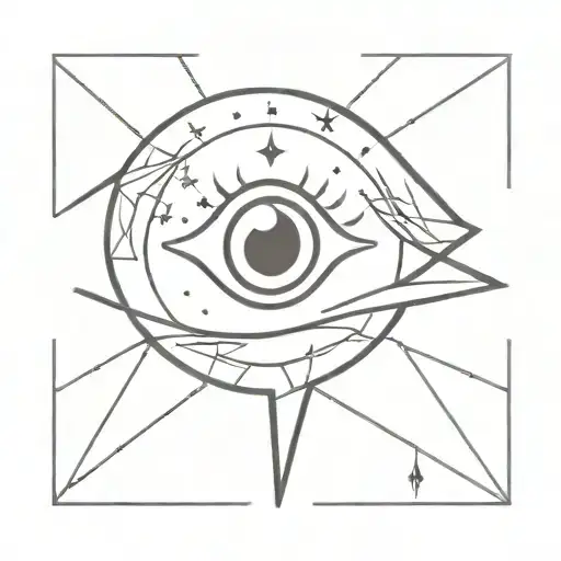 a eye and a northern star in its pupil tattoo design idea
