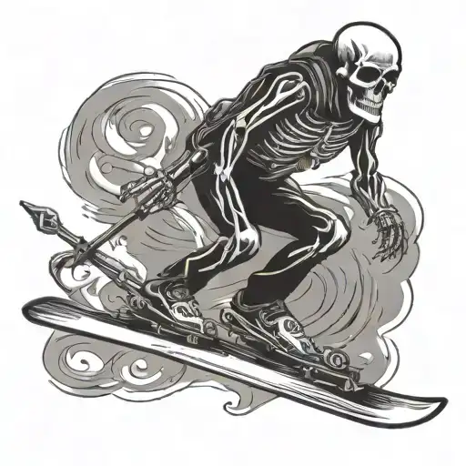 army dancing skeleton skiing tattoo design idea