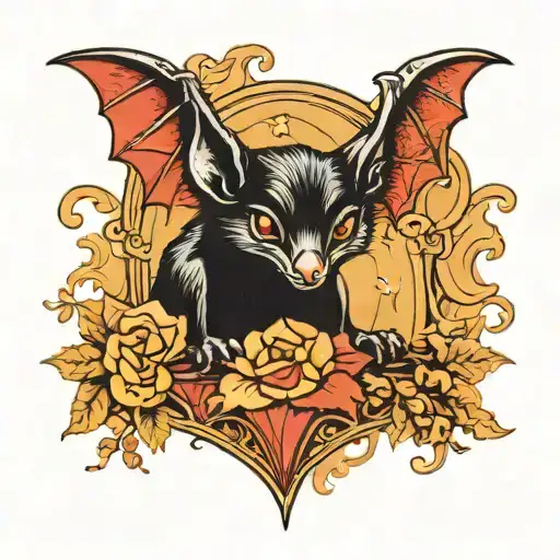 A vampire bat with a gothic aesthetic tattoo design idea