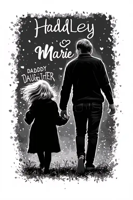 "Hadley Marie " DADDY DAUGHTER WALKING TOGETHER tattoo design idea