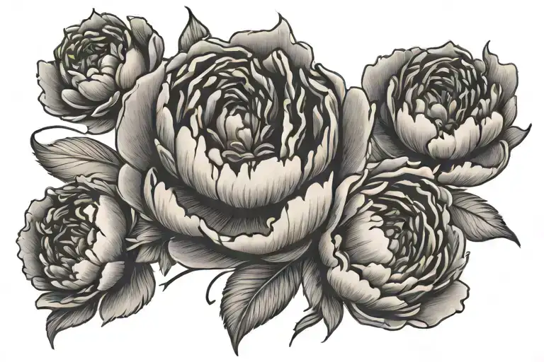 I love you mama with peony flowers tattoo design idea