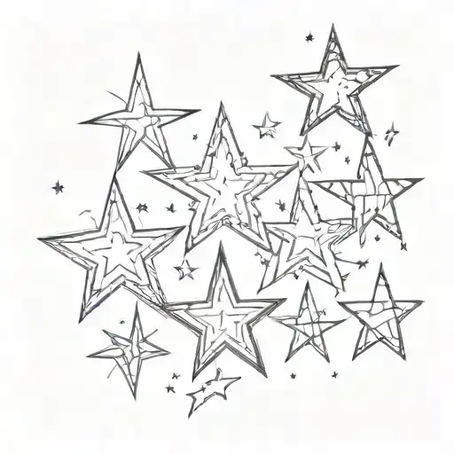 stars overlapping in a row tattoo design idea