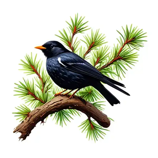 blackbird on a cedar branch representing a different tattoo design idea