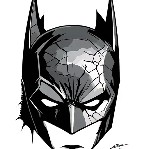 batman mask cracked tattoo design idea