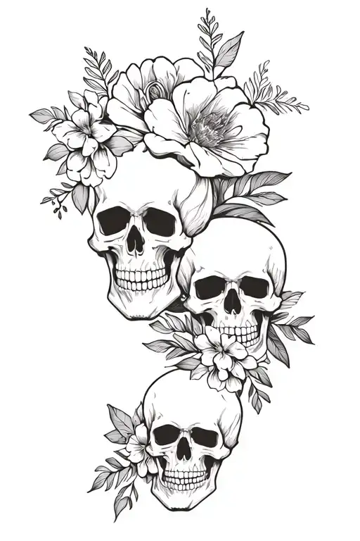 sexy skulls and florals thigh tattoo design tattoo design idea