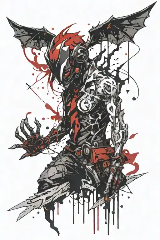 dark devil from chainsaw man manga inspired tattoo tattoo design idea