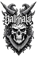 Valhalla text tattoo design idea