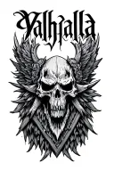 Valhalla text tattoo design idea