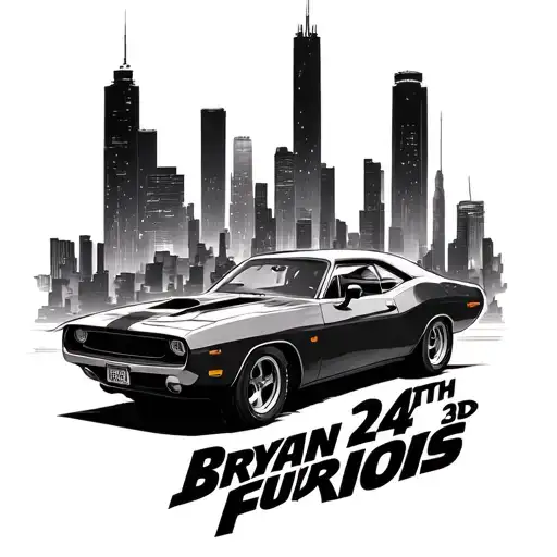 "June 24th 2023" Bryan and Dominic Torreto. fast and furious. skyline and charger tattoo design idea