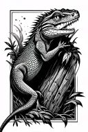 animated lizard in climbing motion dark edge symbol tattoo design idea