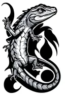 animated lizard in climbing motion dark edge symbol tattoo design idea