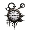 steampunk clock tattoo design idea