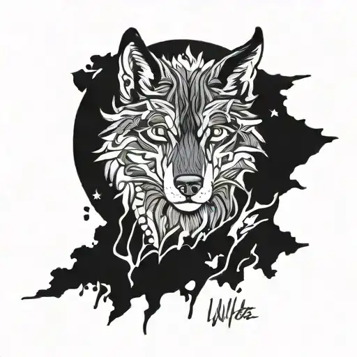 dark and blackouts wolfs tattoo design idea