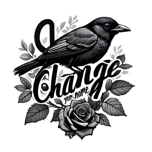 Have "change your name" in a cool cursive, then have a black bird sitting on top of the h and add a rose somwhere cool  tattoo design idea