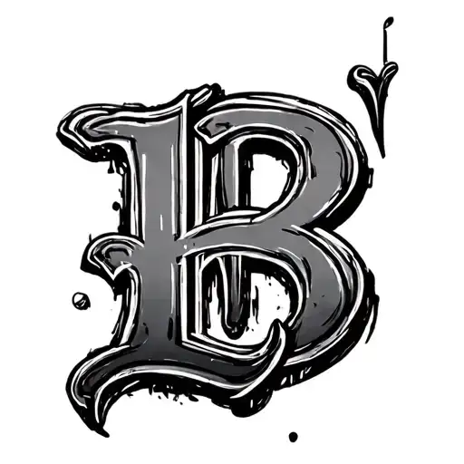 13 that looks like B letter with gangster writing tattoo design idea