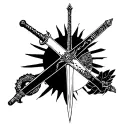 four different filipino sword hilts around a sun rays tattoo design idea