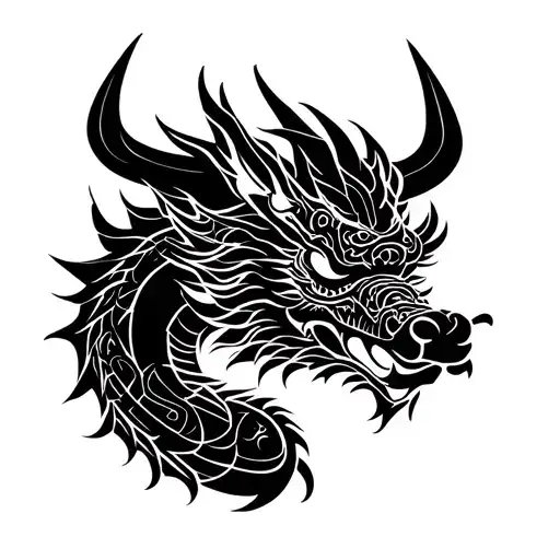Chinese dragon wrapped with ox zodiac sign tattoo design idea
