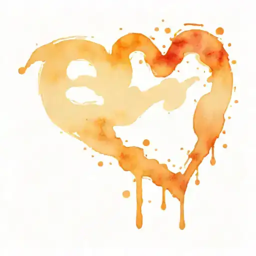 224 orange heart shape tattoo design idea