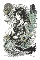 HONG KONG  LINE print with WATERCOLOUR  tattoo design idea