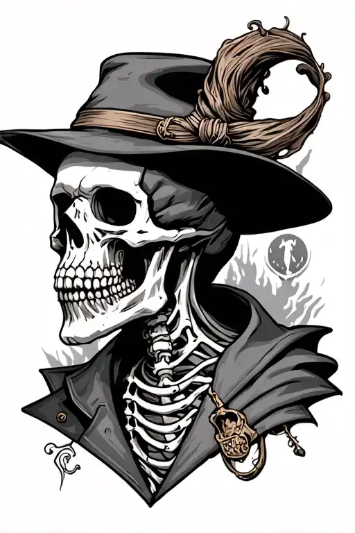 evil skeleton Ferryman tattoo design idea