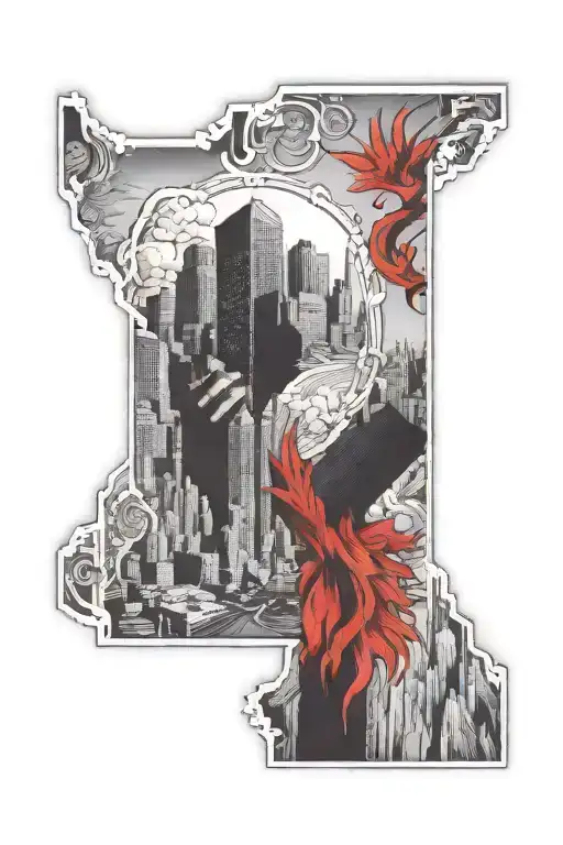 detroit city skyline 7mile sign tattoo design idea