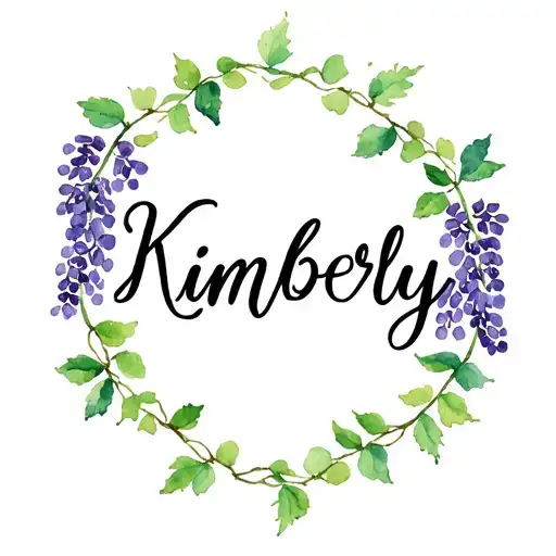 "Kimberly" vines spelling a name surrounded by wisteria bush tattoo design idea