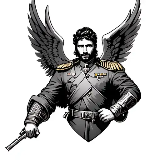 commandant igris with angel wings tattoo design idea