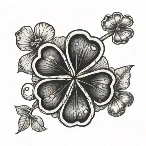 CORSE 5 leaf clover coin tattoo design idea