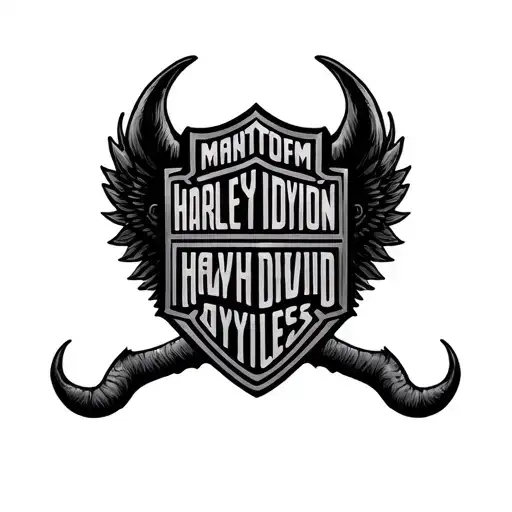Harley davidson bar and shield with devil wings  tattoo design idea