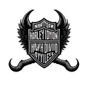 Harley davidson bar and shield with devil wings  tattoo design idea