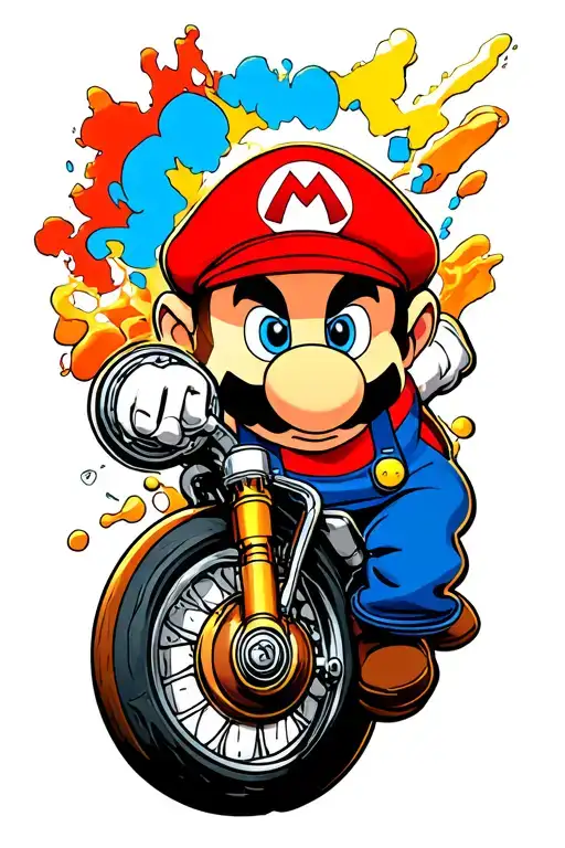 Super Mario Brothers Motorcyle tattoo design idea