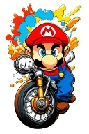 Super Mario Brothers Motorcyle tattoo design idea