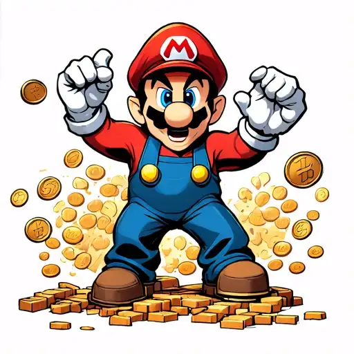 Mario brothers villain characters busting through bricks and coins tattoo design idea