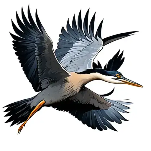 Heron flying tattoo design idea