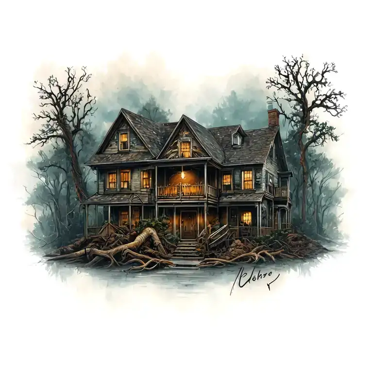 full chest traping theme trap house tattoo  tattoo design idea