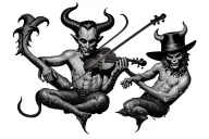 tatto design of the song the devil went down to GA with both Charlie and the devil with Charlie playing a fiddle  tattoo design idea