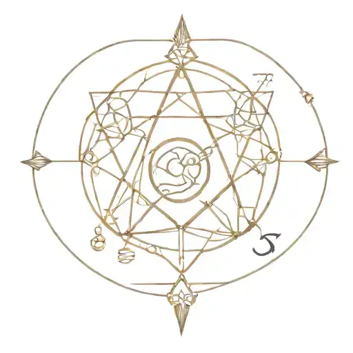 gold alchemy symbols tattoo design idea