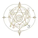 gold alchemy symbols tattoo design idea