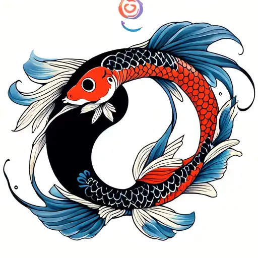 Gemini and yin yang koi fish tattoo design idea