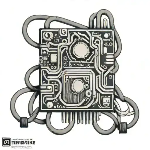 Computer chip with intricate wires tattoo design idea